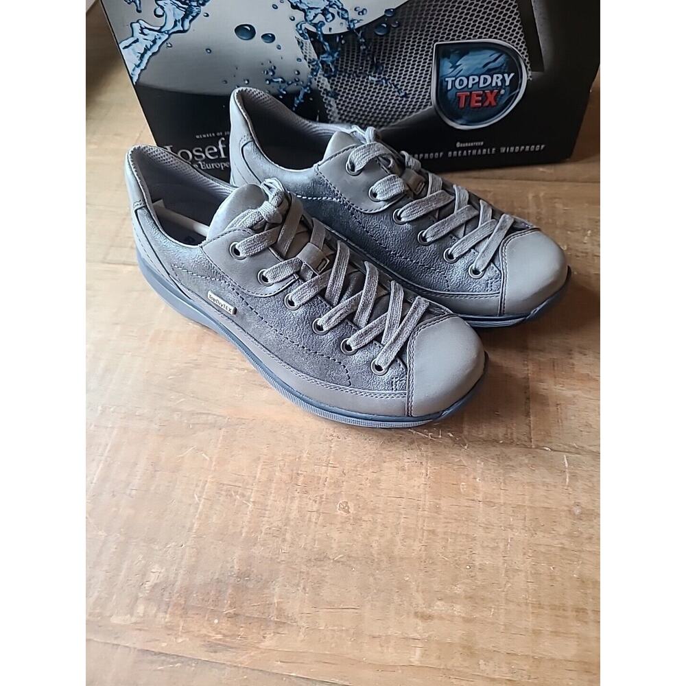 Josef Seibel Romika Womens 37 TopDryTex Leather Sneaker‎ Shoe Grey Lace Up NEW